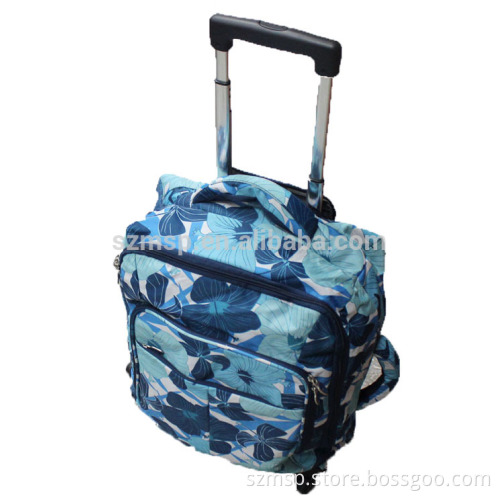Microfiber nylon luggage trolley bag with 360 rotated wheels